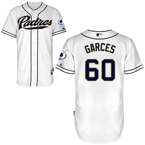 Frank Garces #60 MLB Jersey-San Diego Padres Men's Authentic Home White Cool Base Baseball Jersey
